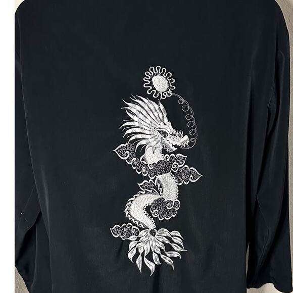 90's Kimono Style Jacket Black - Dragon Embroidery Men's XL - Picture 3 of 14
